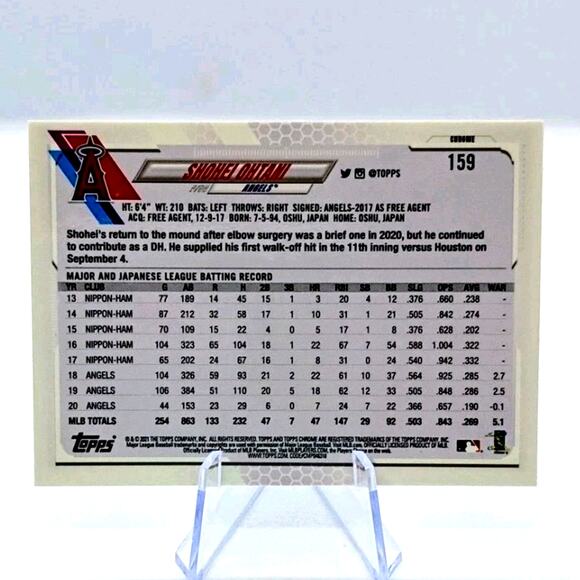 2021 Topps Chrome - Shohei Ohtani Los Angeles Angels #159 - Picture 11 of 11